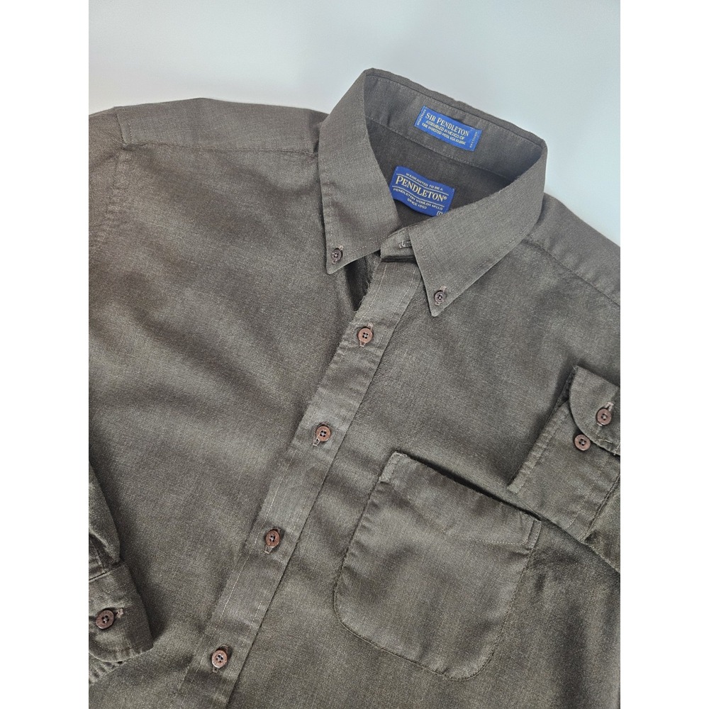 Pendleton Men's Long Sleeve Wool Button Up Shirt Brown Large